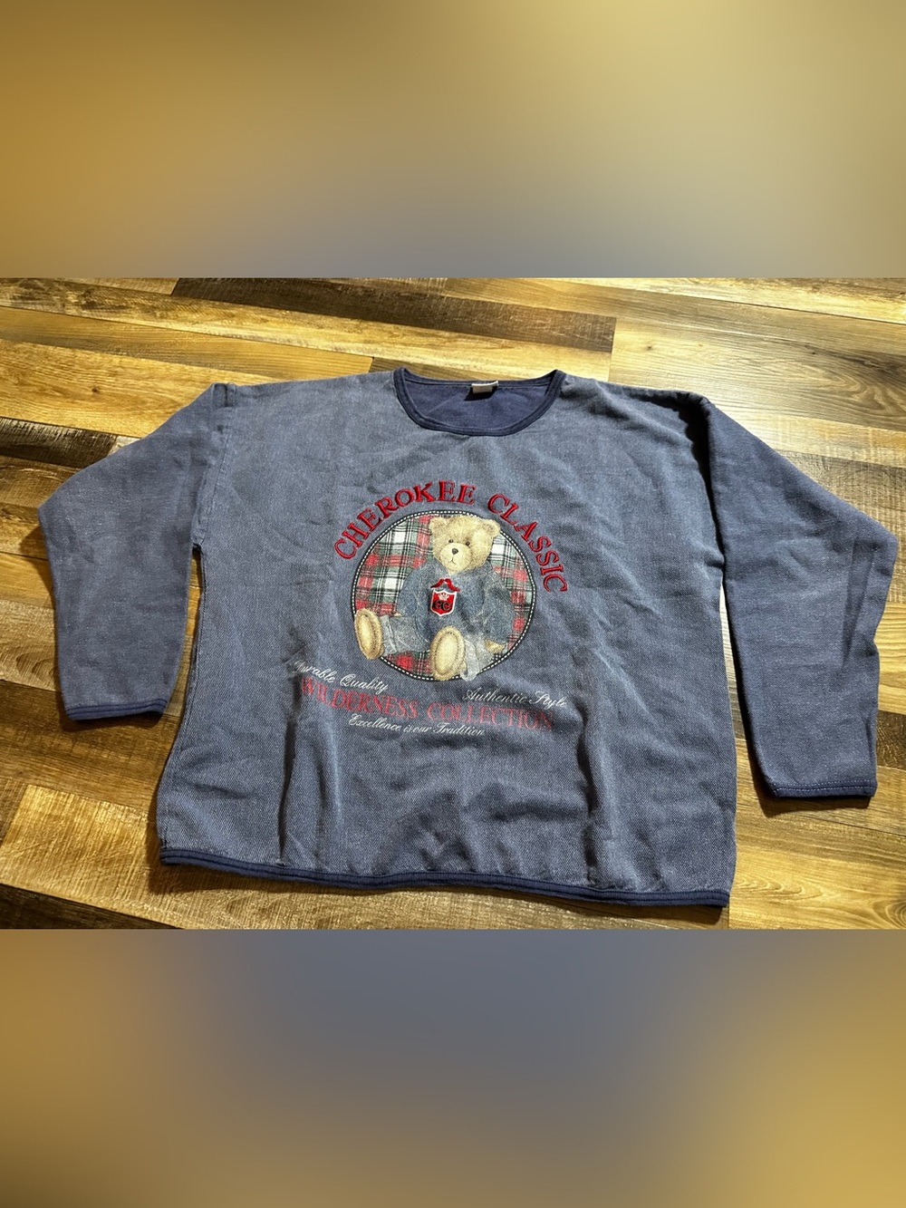 Vintage 90s Cherokee Classic Teddy Bear Sweatshirt Blue Crewneck Pullover